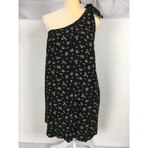 American Eagle Womens Dress Size M One Shoulder Black with White Flowers